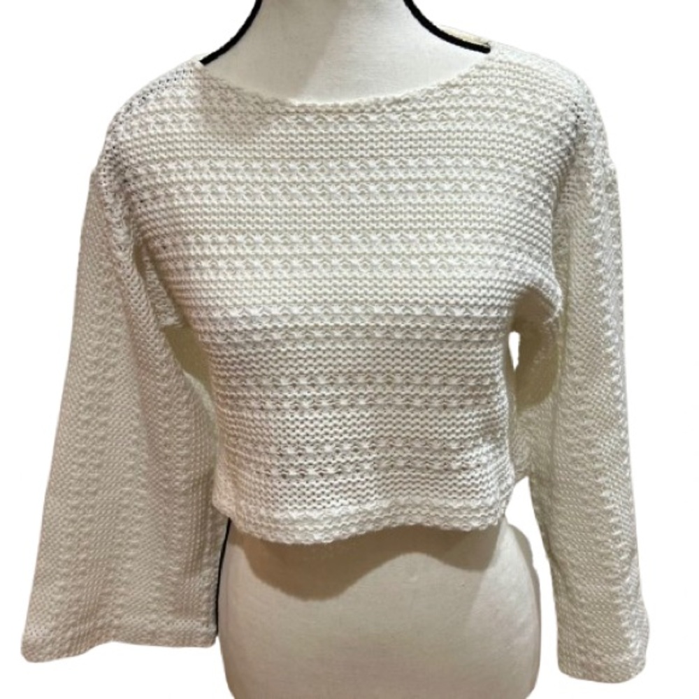 10 Crosby Derek Lam Cotton Crochet Sweater White Size 2 Open Knit Boho Festival